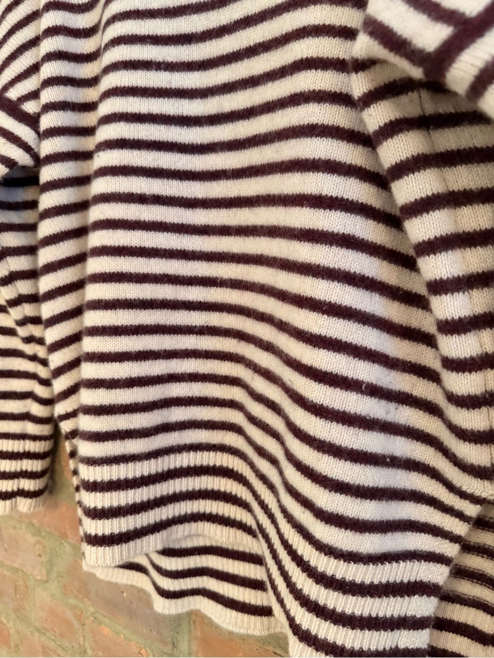 Christina lehr Striped Cashmere Crewneck Sweater in Cream and Dark Brown - Picture 2 of 5